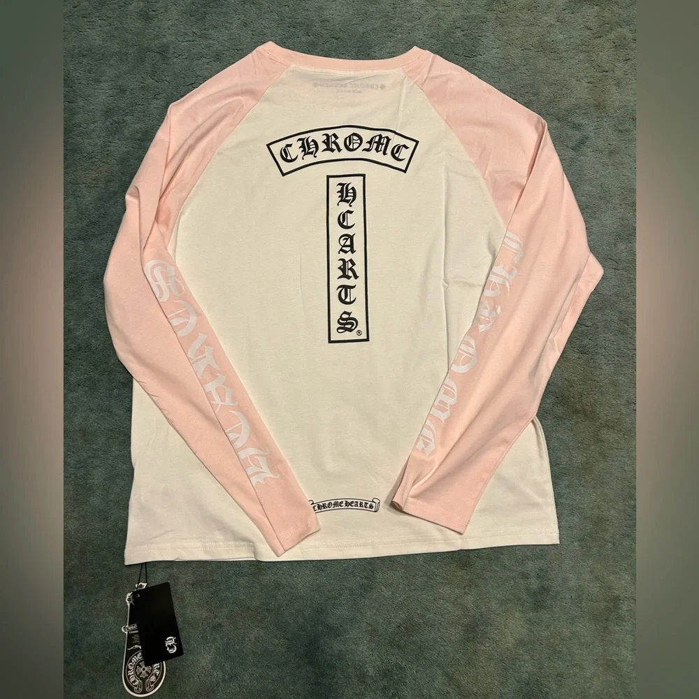 Chrome heart pink and white long sleeve